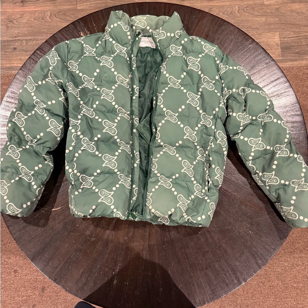 Green Patterned Puffer Jacket - Picture 4 of 7